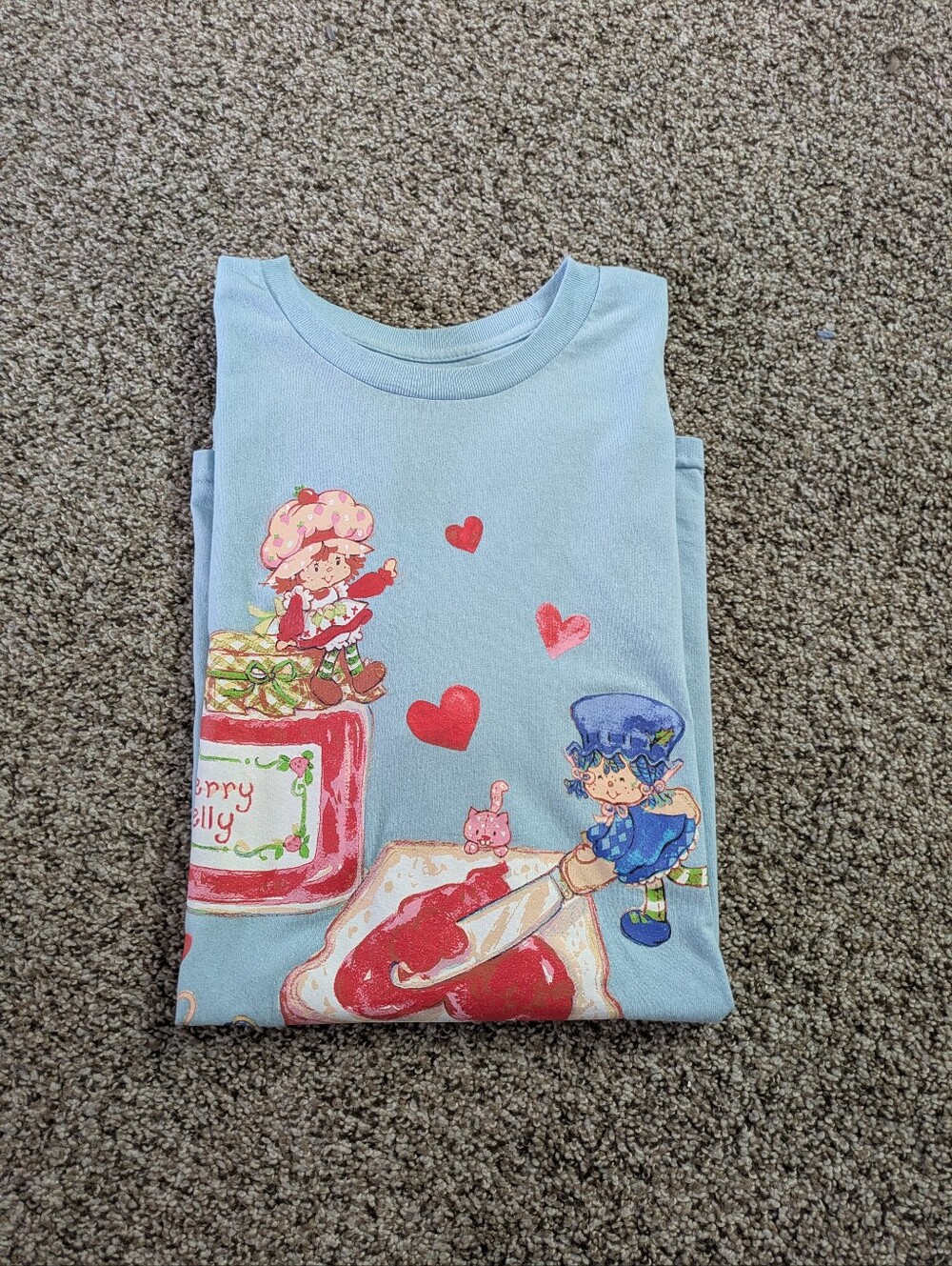 Light Blue 'Spread Love' Graphic Tee Strawberry Shortcake Tshirt